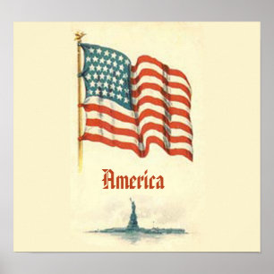 Vintage American Flag Gratitude Poster