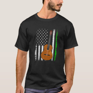 Vintage American Flag Guitar St. Patricks Day Men T-Shirt