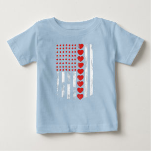 Vintage American Flag Heart Family Matching outfit Baby T-Shirt