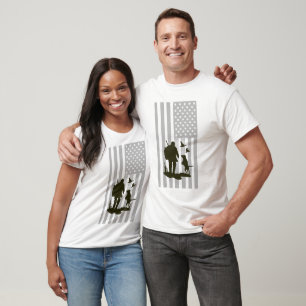 Vintage American Flag Hunting Silhouette Outdoor T-Shirt