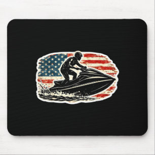 Vintage american flag jet ski lover jetskier mouse pad