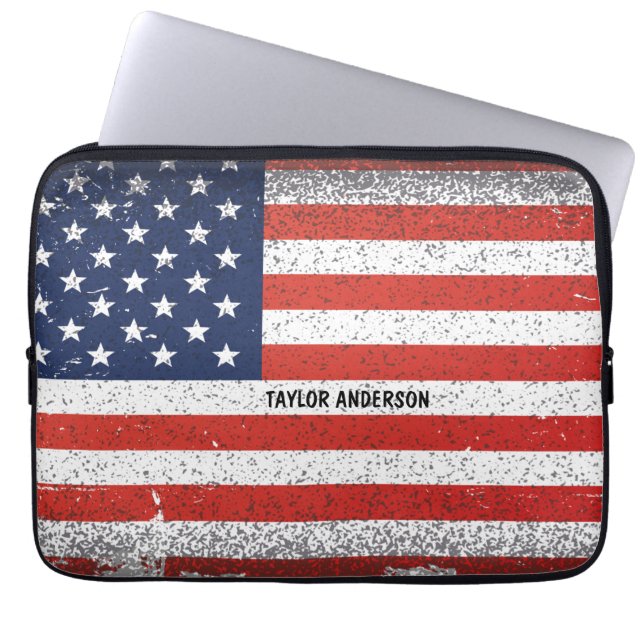 Vintage American Flag  Laptop Sleeve (Front)