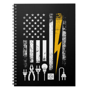 Vintage American Flag Lineman Electrician Tools Notebook