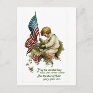 Vintage American Flag Little Boy Postcard