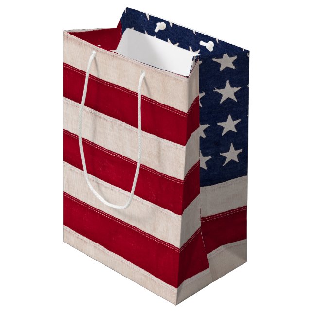 Vintage American Flag Medium Gift Bag (Front Angled)