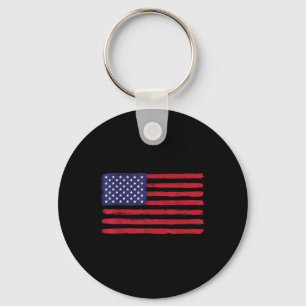 Vintage American Flag Memorial Day Veterans Key Ring