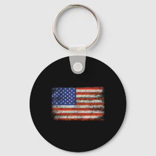 Vintage American Flag Memorial Day Veterans Key Ring