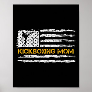 Vintage American Flag Mma Kickboxing Fighter Mom S Poster