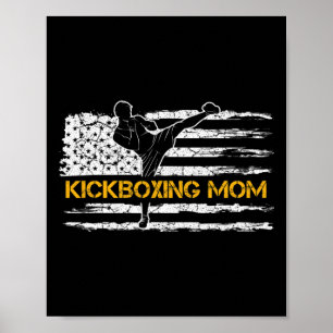 Vintage American Flag Mma Kickboxing Fighter Mom S Poster