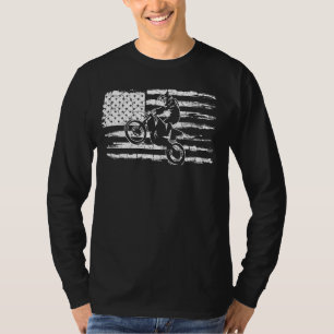 Vintage American Flag Motocross Dirt Bike Player S T-Shirt