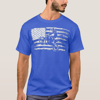Vintage American Flag Motocross Dirt Bike Player T-Shirt