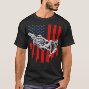 Vintage American Flag Motocross  T-Shirt