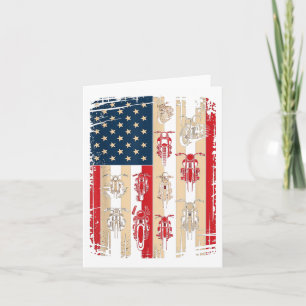 Vintage American Flag Motorcycle Biker Usa 4th Of Card