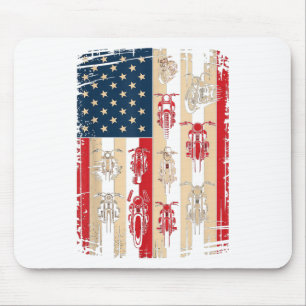 Vintage American Flag Motorcycle Biker Usa 4th Of Mouse Pad