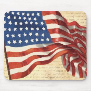 Vintage American Flag Mouse Pad