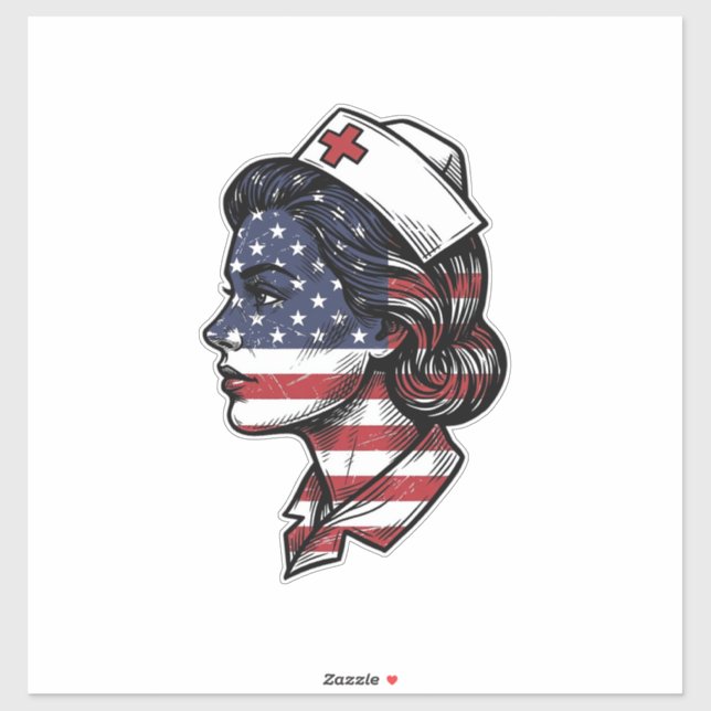 Vintage American Flag Nurse Profile Vector Design_ (Sheet)