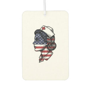 Vintage American Flag Nurse Profile Vector Design_ Car Air Freshener