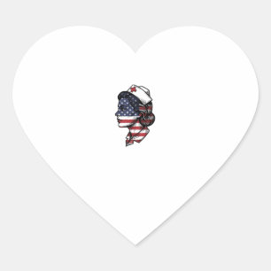 Vintage American Flag Nurse Profile Vector Design_ Heart Sticker