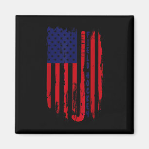 Vintage American Flag Patriotic Field Hockey Stick Magnet