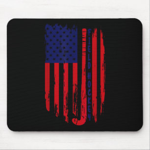 Vintage American Flag Patriotic Field Hockey Stick Mouse Pad