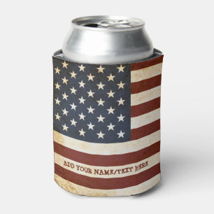 Vintage American Flag Personalised Can Cooler