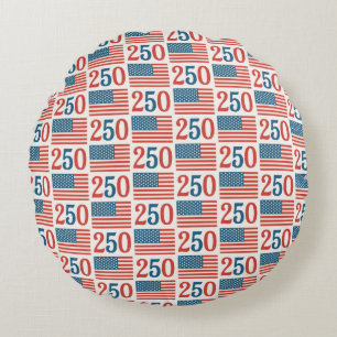 Vintage American Flag pillow. Patriotic 1776-2026  Round Cushion