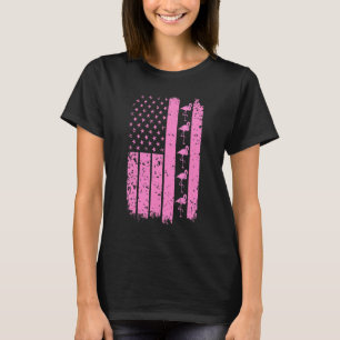 Vintage American Flag Pink Flamingo Usa T-Shirt