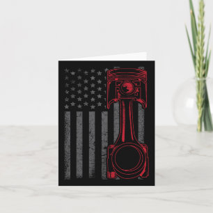Vintage American Flag Piston Funny Muscle Car Mech Card