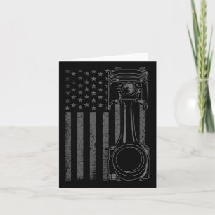 Vintage American Flag Piston Funny Muscle Car Mech Card