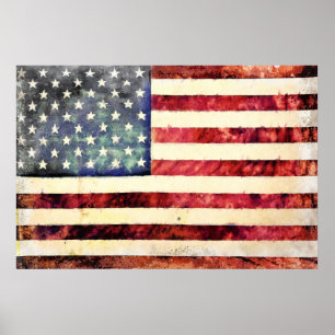 Vintage American Flag Poster
