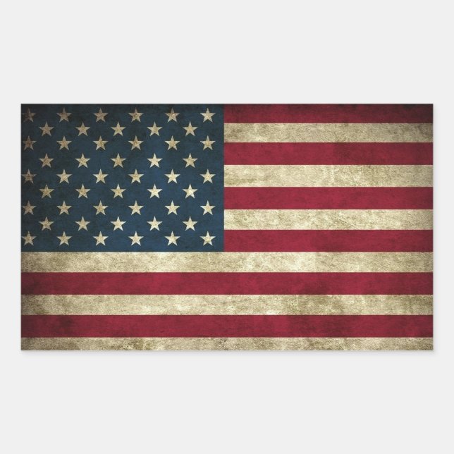 Vintage American Flag Print  Rectangular Sticker (Creator Uploaded)