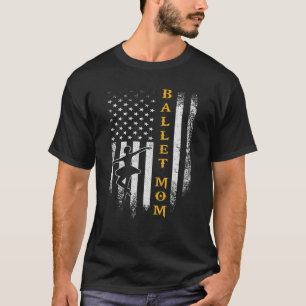Vintage American Flag Proud Ballet Mum Ballerina S T-Shirt