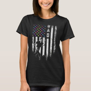 Vintage American Flag Proud Bowling Dad Bowler Sil T-Shirt