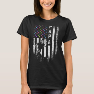 Vintage American Flag Proud Bowling Papa Bowler Si T-Shirt
