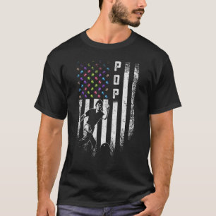 Vintage American Flag Proud Bowling Pop Bowler Sil T-Shirt