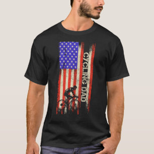 Vintage American Flag Proud Cycling Dad Cyclist Si T-Shirt