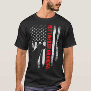 Vintage American Flag Proud Rottweiler Grandpa Sil T-Shirt