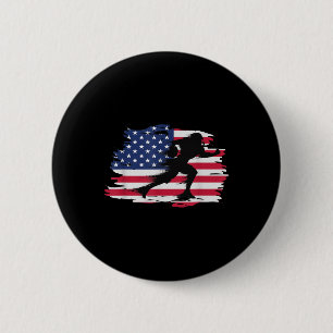 Vintage American Flag Quarterback Football 6 Cm Round Badge