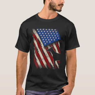 Vintage American Flag Retro Doberman Dog 4Th Of Ju T-Shirt