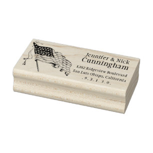 Vintage American Flag Return Address Stamp