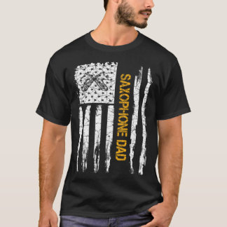 Vintage American Flag Saxophone Dad Saxophonist Si T-Shirt