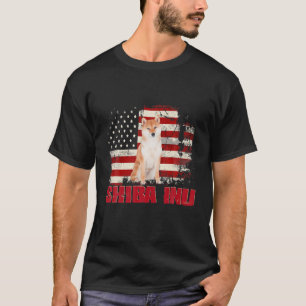 Vintage American Flag Shiba Inu Dog Lover T-Shirt