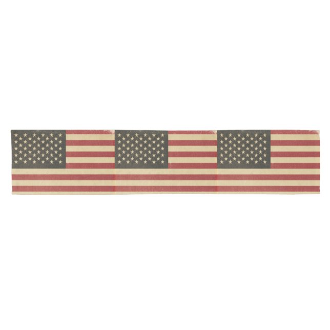 Vintage American Flag Short Table Runner (Horizontal)
