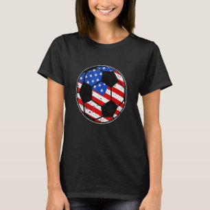Vintage American Flag Soccer 4th Of July Women M T-Shirt