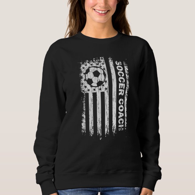 Vintage American Flag Soccer Coach  Football Fans  Sweatshirt (Front)