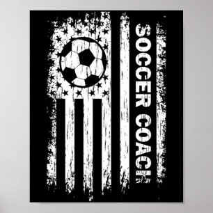 Vintage American Flag Soccer Coach Football Fans T Poster