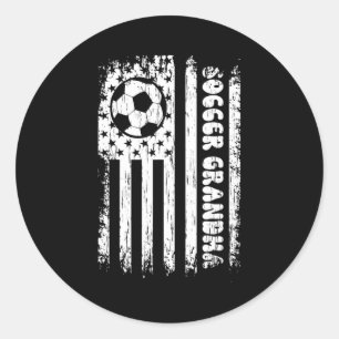 Vintage American Flag Soccer Grandma Football Fa T Classic Round Sticker
