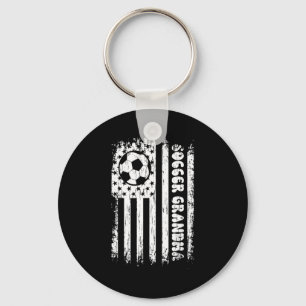 Vintage American Flag Soccer Grandma Football Fa T Key Ring