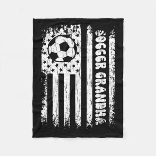Vintage American Flag Soccer Grandma Football Fans Fleece Blanket