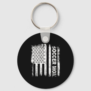 Vintage American Flag Soccer Mom Football Fans Wom Key Ring